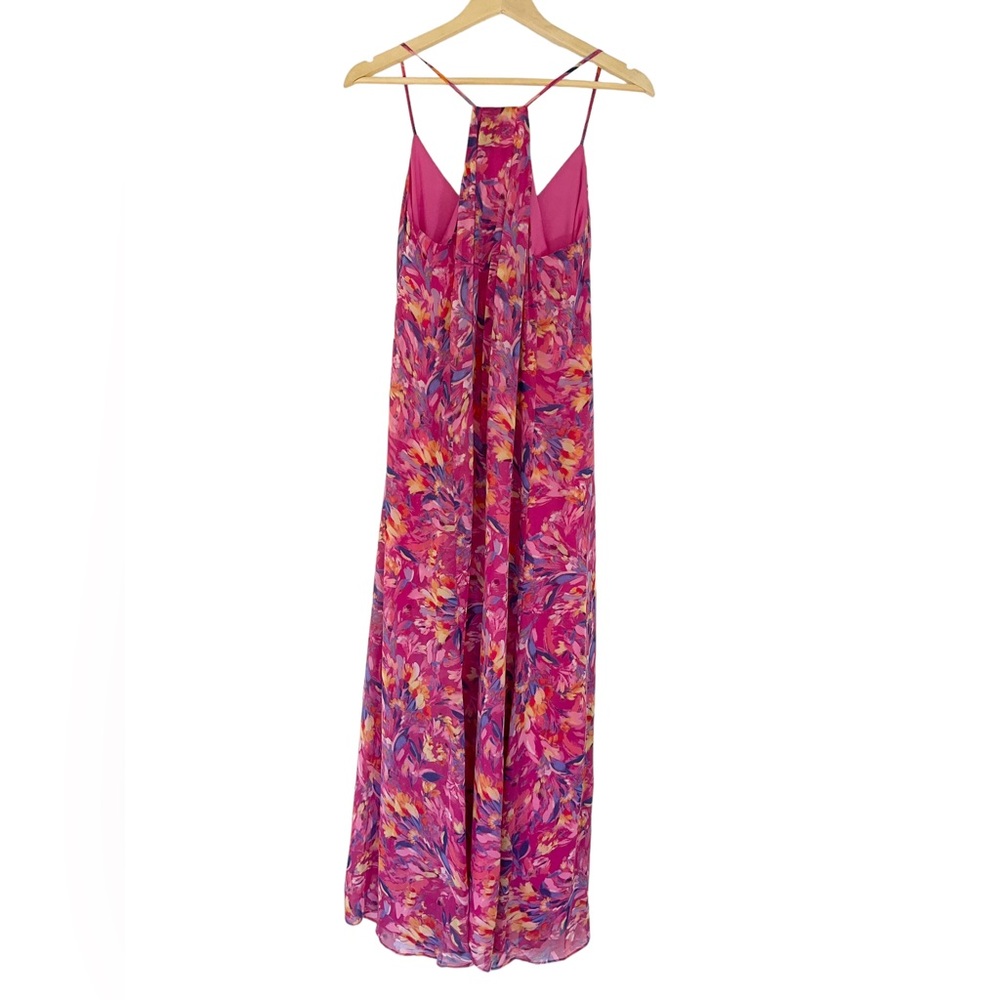 Nicole Miller Muted Floral Chiffon Slip Maxi Dress Size Small - Picture 3 of 16